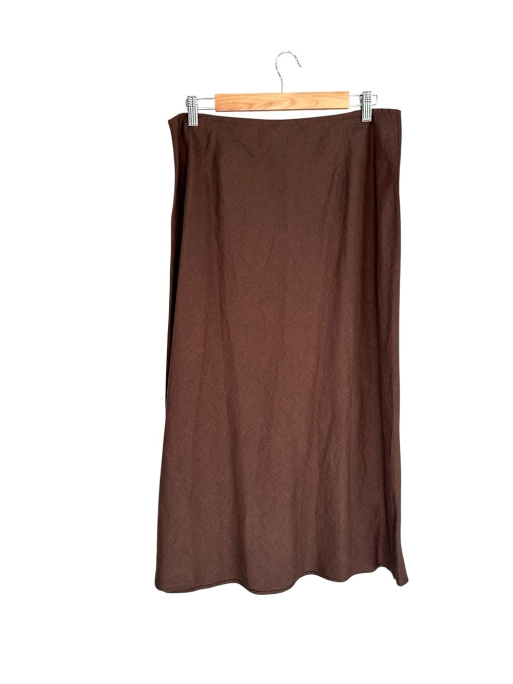 Lands’ End 100% Linen Brown Midi Skirt A-Line Fall Skirt Lagenlook Size 14 - Picture 3 of 9